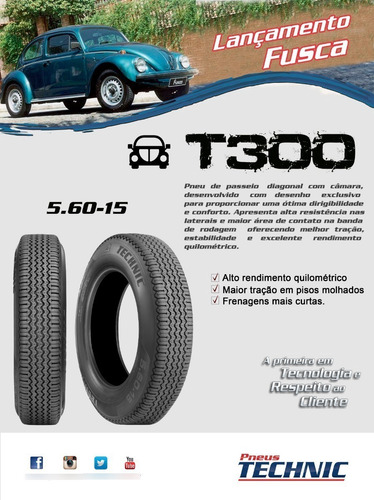 Par Pneu De Fusca 5.60-15 Technic T300 5.60x15