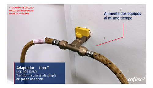 Coflex Conexión Tee Para Gas 3/8'' X 3/8'' Flare De Latón