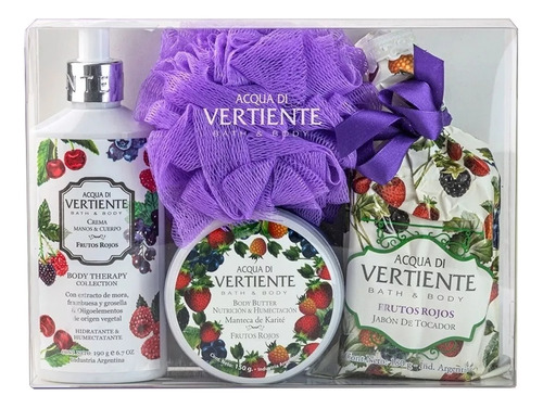 Vertiente Frutos Rojos Crema + Jabon + Esponja + Body Butter