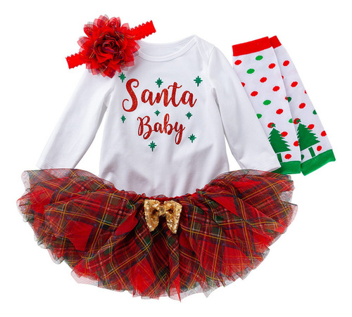 Trajes For Niñas, Mameluco Navideño Con Letras, Vestido De