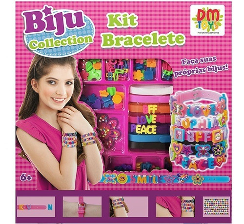 Conjunto Miçangas Kit Bracelete Biju Collection Smile Dmtoys Cor Colorido