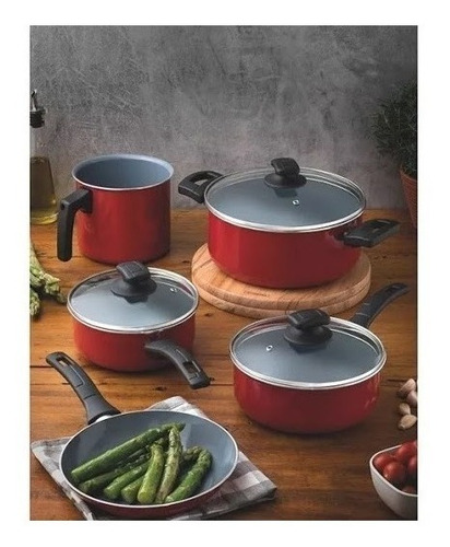 Bateria De Cocina Tramontina Quebec Ceramica 5 Piezas