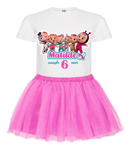 Conjunto Bebes Llorones  Niñas Personalizado Polera + Tutú