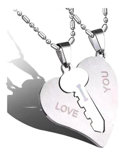 Collar Para Pareja Corazon Y Llave Incluye Las Dos Cadenas Collar Para Pareja Corazon Y Llave Incluye Las Dos Cadenas