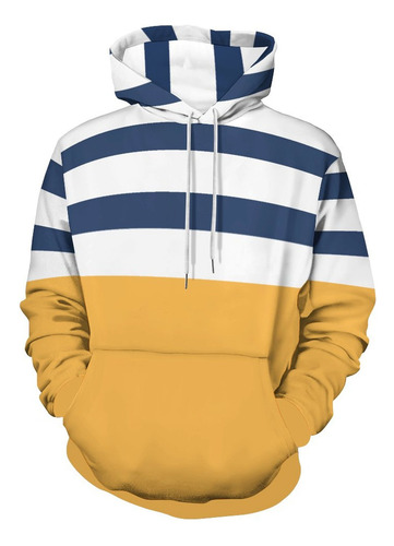 Sudadera Con Capucha 3d De Moda A Rayas Azules Y Blancas Con