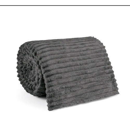 Cobertor Manta Cinza Canelada Aveludada 2,20 X 1,80 Mt