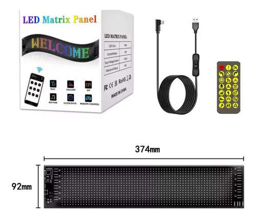 Panel Letrero Matrix Ojos Camion Auto App Control 12v 9x37cm