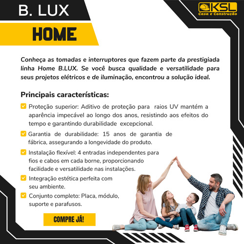 Interruptor De Luz Apagador Triplo Simples Grafite Home Blux