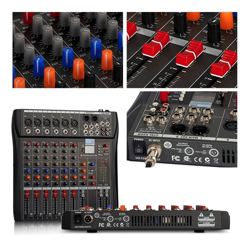 Depusheng Dx6 Consola Mezcladora Profesional De 6 Canales