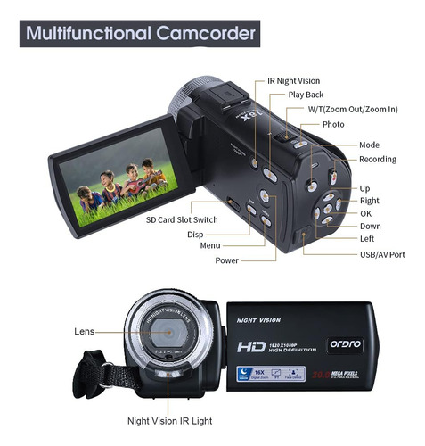 Videocámaras Hd 1080p Cámara De Vídeo Grabadora