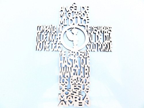 Imagen 1 de 5 de Cruz Ángel De La Guarda 20cm - Mdf / Fibrofacil