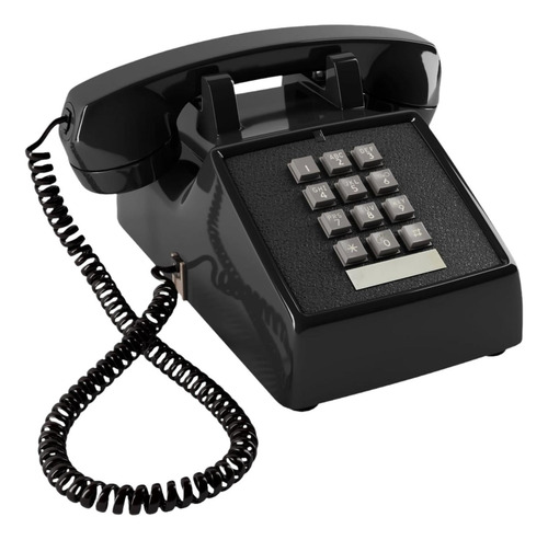 Adorno De Teléfono Con Cable Para Mesa Con Control De Negro