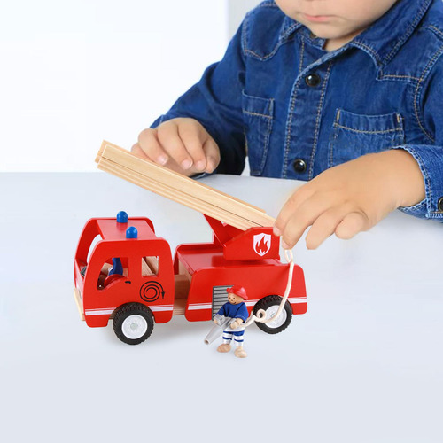 Brinquedo De Madeira Do Caminhão De Bombeiros, Fingir Jogar