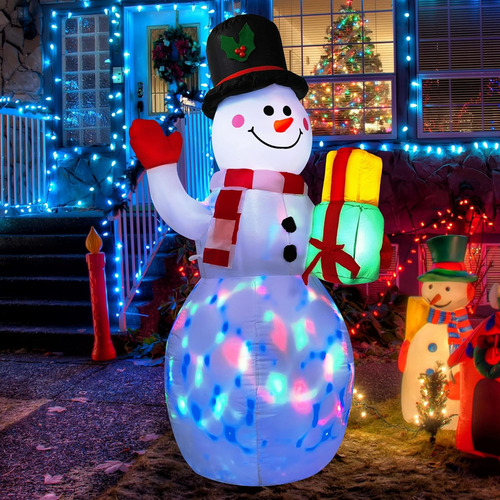 Decoración De Exterior Con Muñeco De Nieve Inflable Navideño