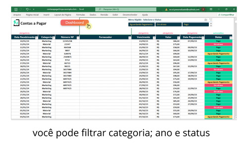Sistema Excel Contas A Pagar/receber- Com Alerta Vencimento