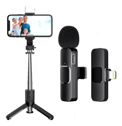 Tripode Palo Selfie Bluetooth + Microfono Inalambrico 
