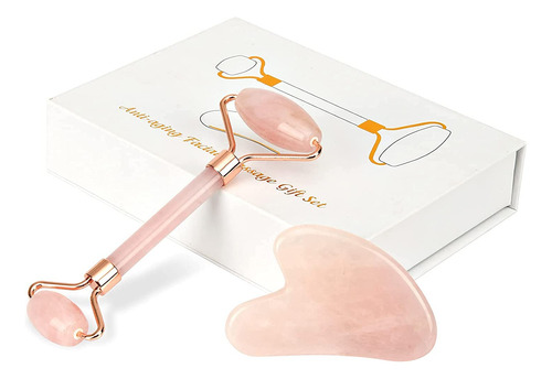 Micoowin Jade Roller And Gua Sha Set - Natural Rose Quartz F