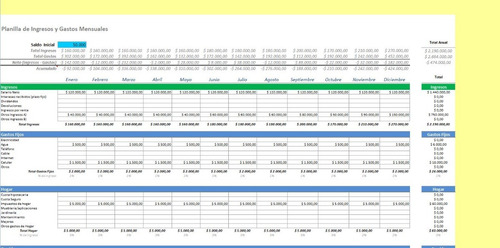 Planilla Excel - Control De Ingresos Egresos Mensual Anual