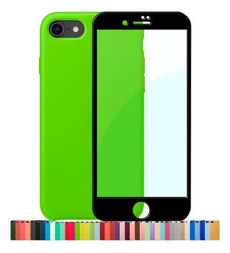 Capinha Silicone Veludo Compatível iPhone 7 8 Se + Película