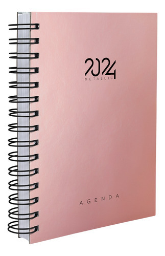 Agenda 2023 Capa Dura Cores Spot Metallic Rose E Preto