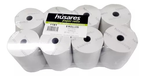 Rollo De Papel Termico Husares 1181 80mm X60 Mts X8 Rollos