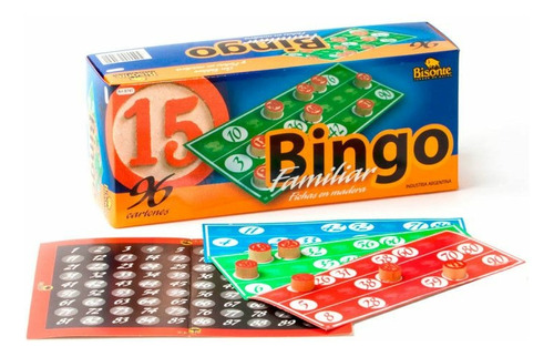 Bingo Familiar - Con Tablero Y Fichas En Madera-96 Cartones