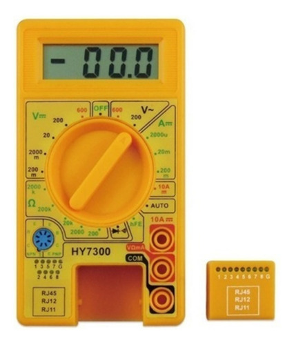 Multímetro Digital Hy-7300 C/ Testador De Diodo, E Rj11/rj45