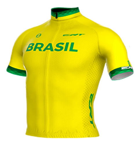 Camisa Ciclismo Manga Curta New Elite Ert Brasil Bolsos Uv+