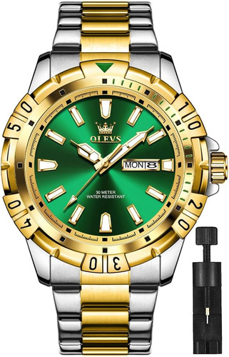 Olevs Reloj Verde Para Hombres Vestido De Negocios Relojes D