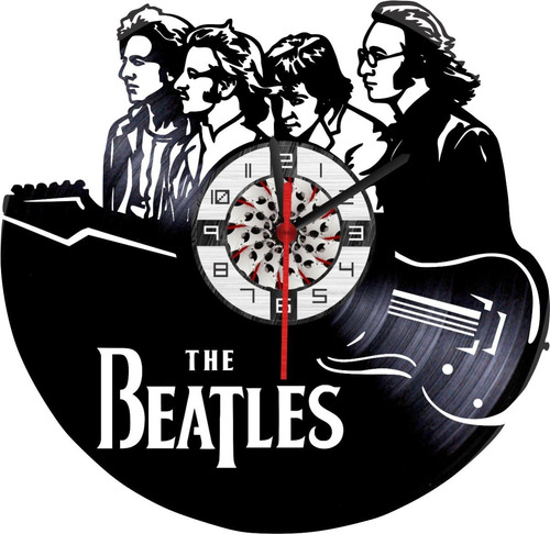 Combo Reloj En Vinilo Lp The Beatles + Pin Metálico