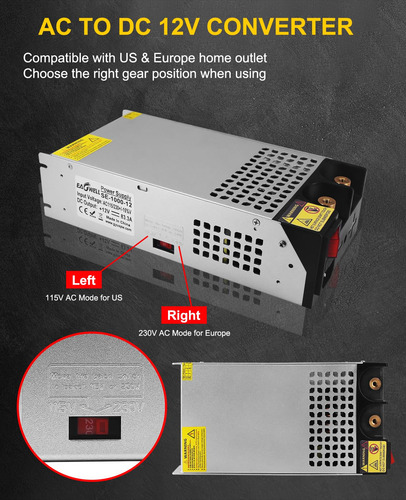 Conversor De Fonte De Alimentação Eagwell 12v 1000w Ac Para