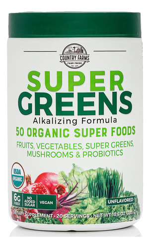 Country Farms Super Greens Sabor Natural, 50 Sper Alimentos