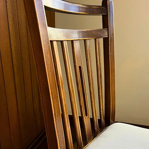Cadeira Sala De Jantar Em Madeira Maciça Com Estofado Estrutura Da Cadeira Marrom Assento Creme