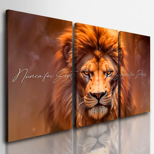 comprar Quadros Decorativos Sala Leão Judá Nunca Foi Sorte 122x60