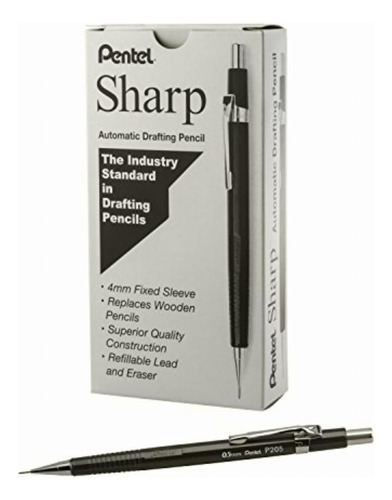 Pentel Sharp Portaminas (0,5 Mm), Barril De Grafito Color Grafito Metálico