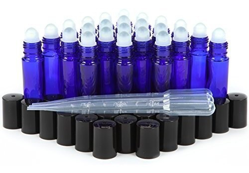 24 Botellas De Vidrio En Rollo De 10 Ml, Color Azul Cobalto,