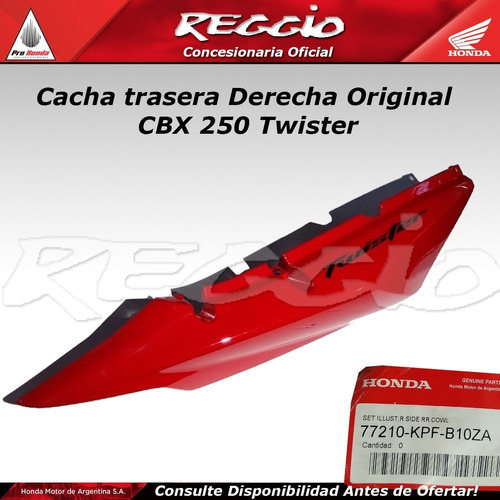 Cacha Trasera Derecha Roja Calco Negra Original Cbx 250