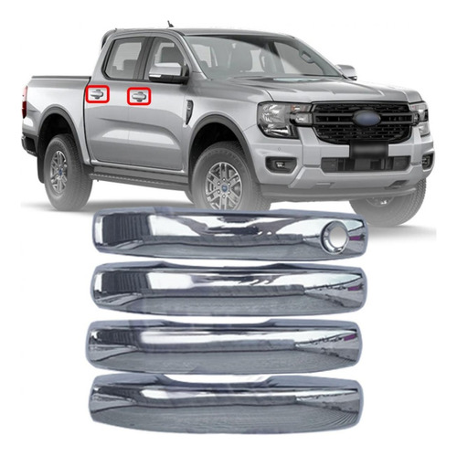 Kit 4 Accesorios Cromados Manija Ford Ranger Xlt Xls Xl 