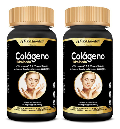 2x Colageno Hidrolisado + Vitaminas 60caps Hf Suplements