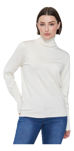 Sweater Mujer Cuello Alto Crudo Corona