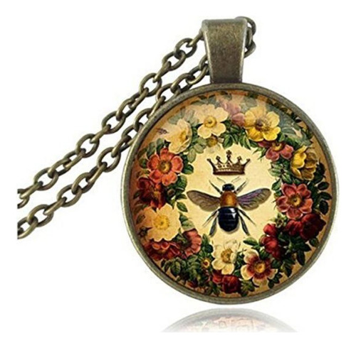 Collar Abeja Reina Joyería Flor Animal Colgante Cadena Mujer