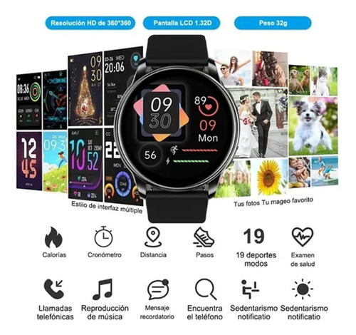 Reloj Inteligente Para Mujer Xiaomi Huawei Sport Ip67 Color De La Caja Negro