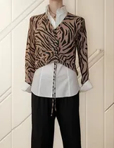 Comprar Buzo Mujer Lanilla Escote V Casual Cebra Tiras Regulables