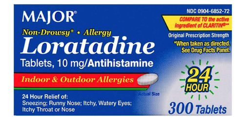 Major Alergia Loratadina 10 Mg, 300 Comprimidos