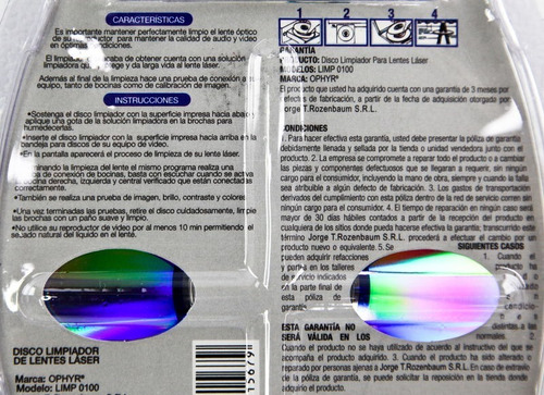Imagen 3 de 5 de Kit Limpiador Lente Laser Dvd Cd Bd C/ Liquido Ophyr 1° Htec