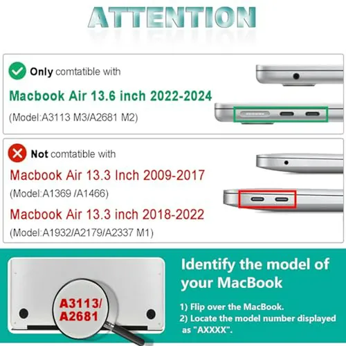Funda Compatible Con Macbook Air 13.6 2024 2023 2022 A3113 M