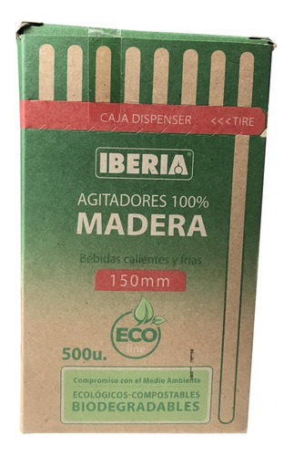 Agitadores Madera Bebidas Calientes Frias 15 Cm X 500 Iberia