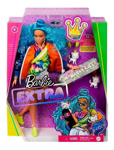 Boneca Barbie Extra Cabelo Azul - Com Acessórios Mattel