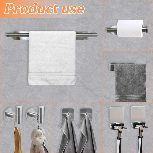 Juego De 9 Pizas De Accesorios De Baño Adhesis De Niquel Cep