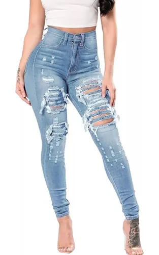 Pantalones Vaqueros Ajustados Rotos Mujer MercadoLibre